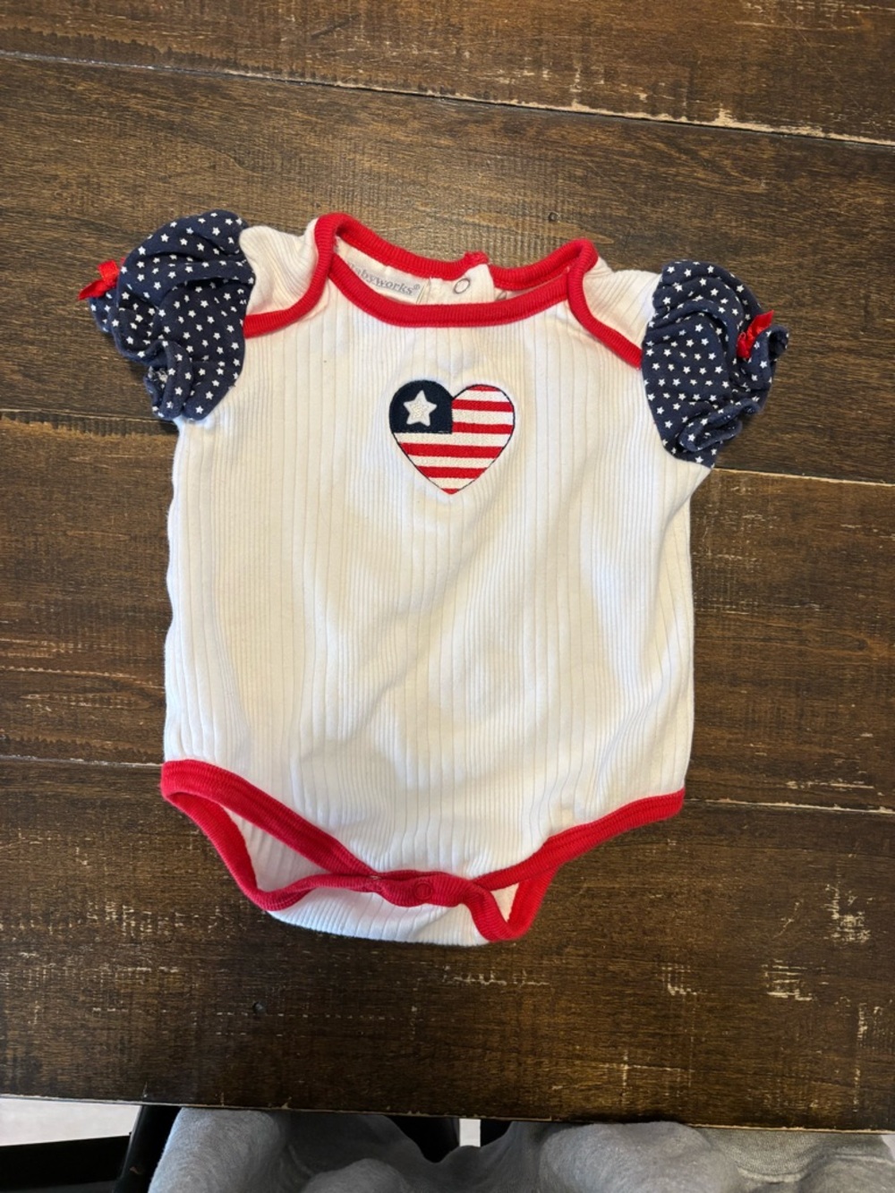 Vintage Patriotic Heart Baby Onesie - Red, White & Navy